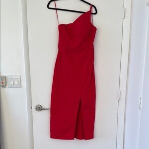 Anthropologie Vibrant Red One-Shoulder Dress M